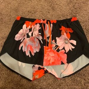 Red Floral Athletic Shorts